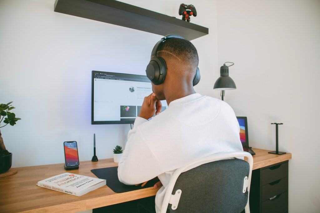 man wearing headphones